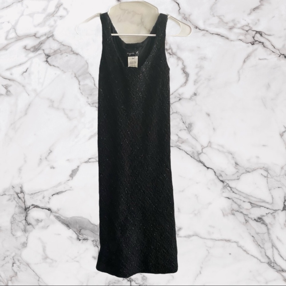 Agnes B black tweed dress midi length 36
